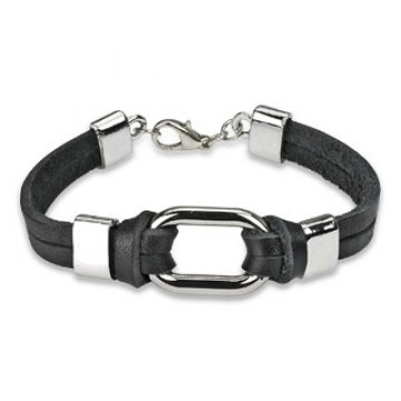 Pulsera Black Leather Link 