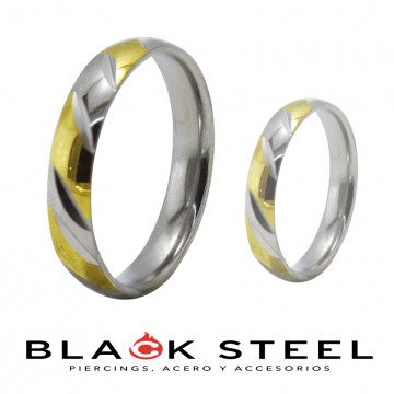 Anillo Bicolor anodizado diagonal