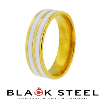 Anillo Anodizado Doble Linea Blanca