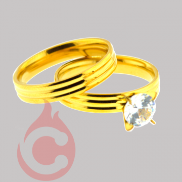 ANILLOS ALIANZA ANODIZADO DORADO CRYSTAL