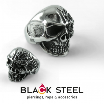 Anillo calavera cara quemada