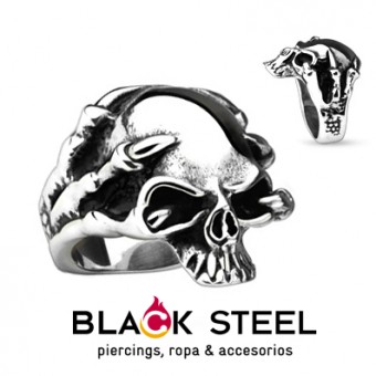 Anillo calavera garra dragón
