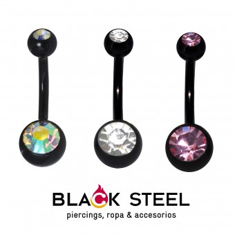 Ombligo doble zirconia Anodizado PVD Black 