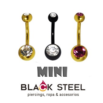 Ombligo doble zirconia Anodizado PVD Mini (4/6mm)