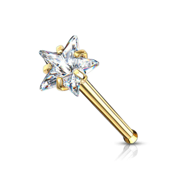 Nariz Engarzado dorado estrella zirconia
