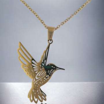 DIJE COLIBRÍ CALADO DORADO