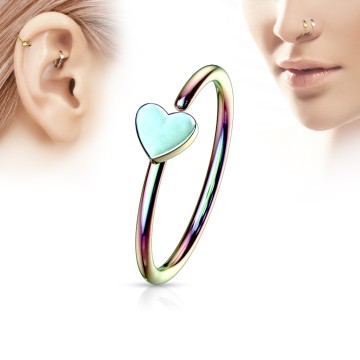 Argolla Figura Corazon Anodizada Tornasol 20G